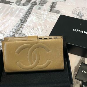 Chanel Wallet- Beige Caviar Leather- 3 Series